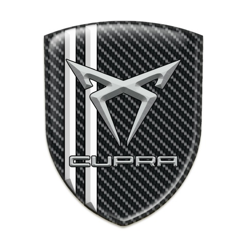 Seat Cupra Silicone Car Decal Badge Black Carbon White Stripes design 