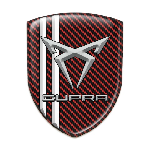 Seat Cupra Silicone Badge Red Carbon White Stripes Gray Logo 
