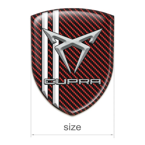 Seat Cupra Silicone Badge Red Carbon White Stripes Gray Logo 