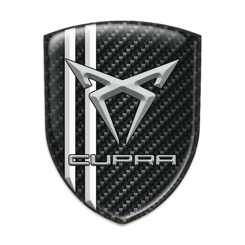 Seat Cupra Silicone Shield Dark Carbon White Stripes Gray Logo 