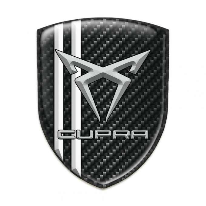 Seat Cupra Silicone Shield Dark Carbon White Stripes Gray Logo 