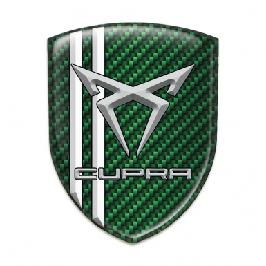 Seat Cupra Silicone Badge Green Carbon White Stripes Gray Logo 