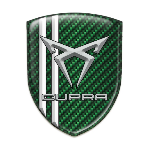 Seat Cupra Silicone Badge Green Carbon White Stripes Gray Logo 