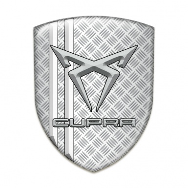 Seat Cupra Auto Emblem Grid Effect White Stripes Gray Logo 