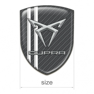 Seat Cupra Tuning Emblem Carbon White Stripes Gray Logo 