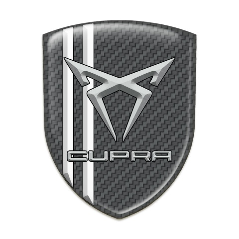 Seat Cupra Tuning Emblem Carbon White Stripes Gray Logo 