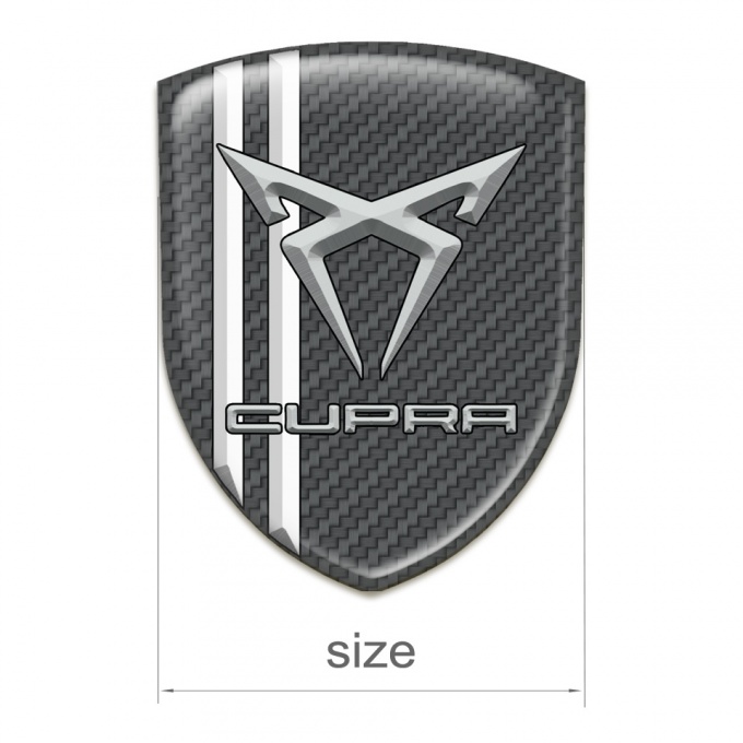 Seat Cupra Tuning Emblem Carbon White Stripes Gray Logo | Domed Emblems ...