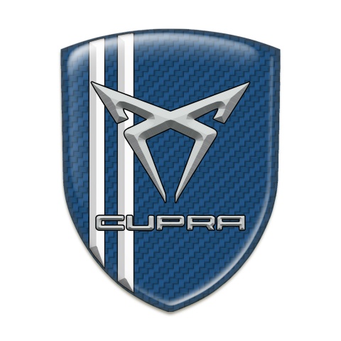 Seat Cupra Emblem Badge Logo Navy Blue Carbon White Stripes Gray Logo Style 