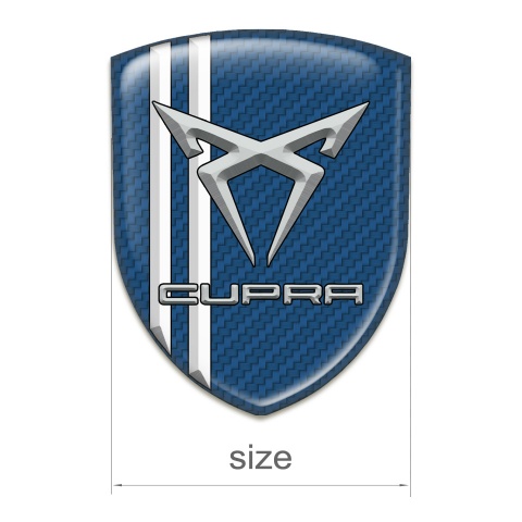 Seat Cupra Emblem Badge Logo Navy Blue Carbon White Stripes Gray Logo Style 
