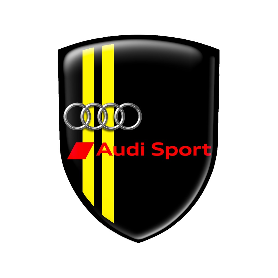 Audi Shield Silicone Emblem Sport Black Yellow Line, Domed Emblems, Stickers