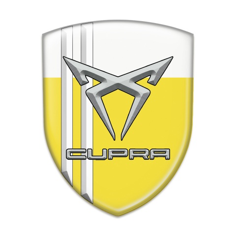 Seat Cupra Self Adhesive Emblem Logo Yellow White with White Stripes edition 