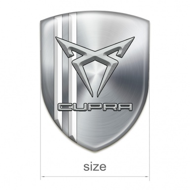 Seat Cupra Self Adhesive Car logo Emblem Silver with White Stripes Edition 