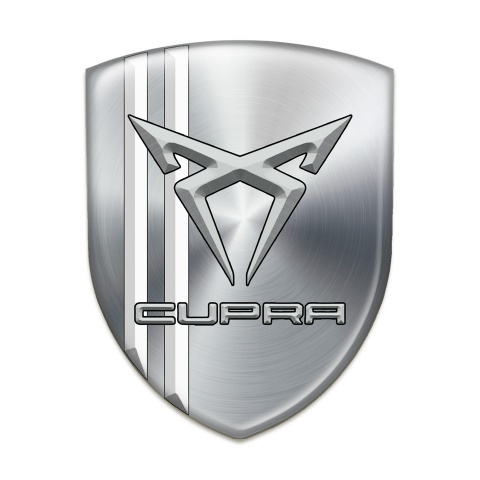 Seat Cupra Self Adhesive Car logo Emblem Silver with White Stripes Edition 