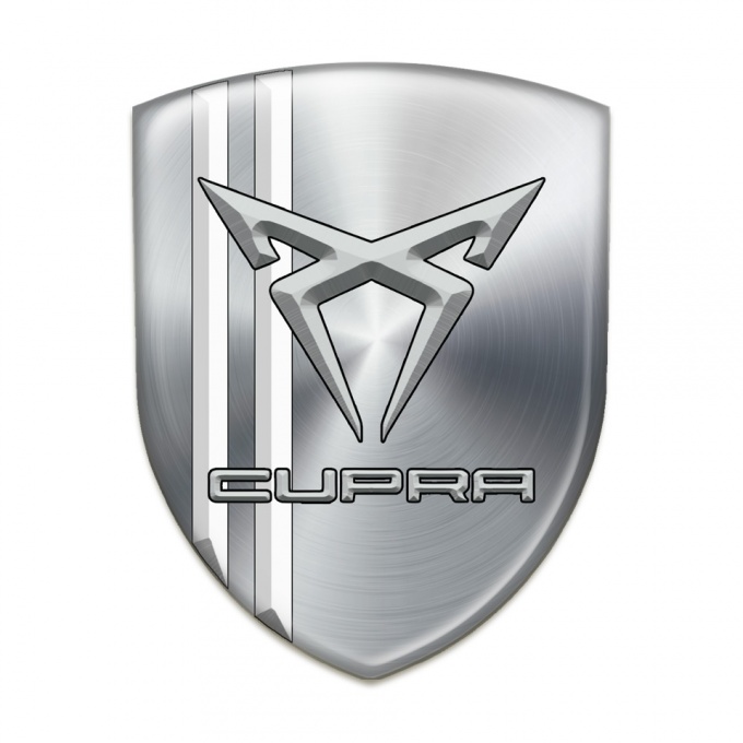 Seat Cupra Self Adhesive Car logo Emblem Silver with White Stripes Edition 