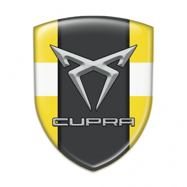 Seat Cupra Silicone Badge Yellow with White Ribbon Pattern 