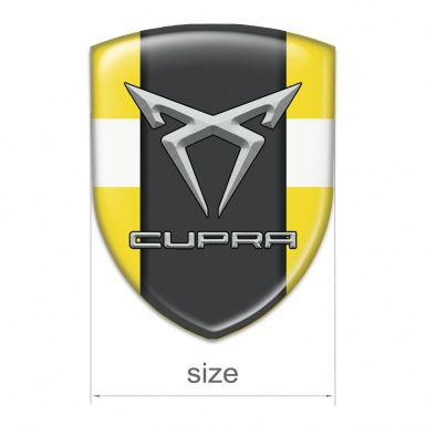Seat Cupra Silicone Badge Yellow with White Ribbon Pattern 