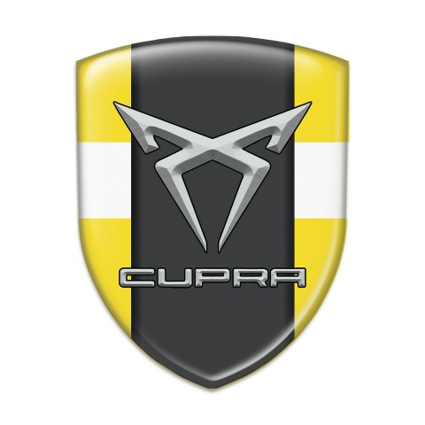 Seat Cupra Silicone Badge Yellow with White Ribbon Pattern 