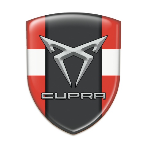 Seat Cupra Auto Emblem Red with White Ribbon Pattern 