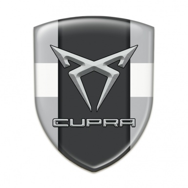 Seat Cupra Emblem Badge Logo Gray with White Ribbon Pattern 