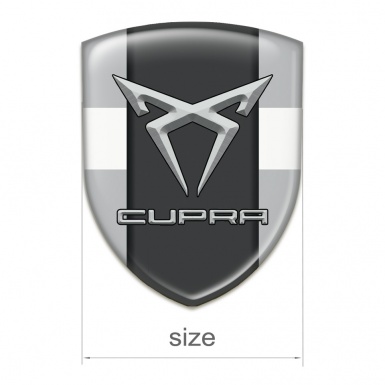 Seat Cupra Emblem Badge Logo Gray with White Ribbon Pattern 