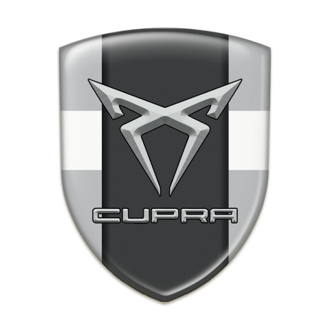 Seat Cupra Emblem Badge Logo Gray with White Ribbon Pattern 