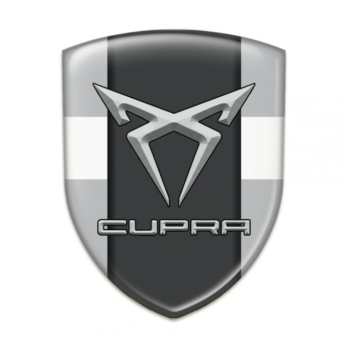 Seat Cupra Emblem Badge Logo Gray with White Ribbon Pattern 