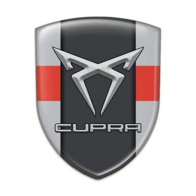Seat Cupra Tuning Emblem Gray with Red Ribbon Pattern 