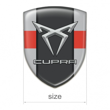 Seat Cupra Tuning Emblem Gray with Red Ribbon Pattern 
