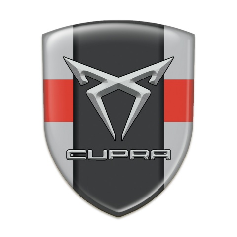 Seat Cupra Tuning Emblem Gray with Red Ribbon Pattern 
