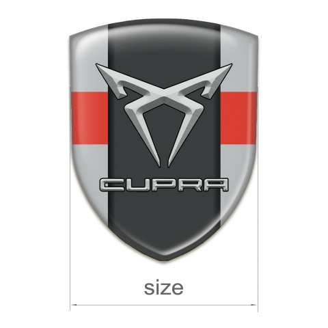 Seat Cupra Tuning Emblem Gray with Red Ribbon Pattern 