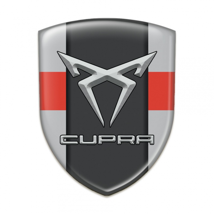 Seat Cupra Tuning Emblem Gray with Red Ribbon Pattern 