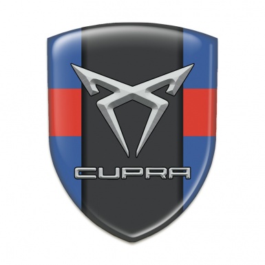 Seat Cupra Self Adhesive Emblem Logo Blue with Red Ribbon Pattern 