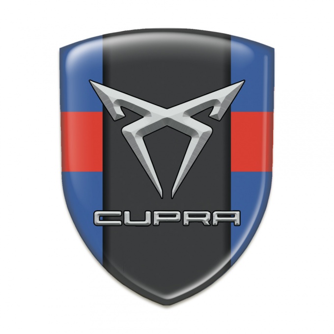 Seat Cupra Self Adhesive Emblem Logo Blue with Red Ribbon Pattern 