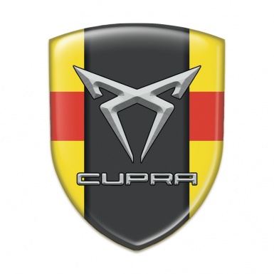 Seat Cupra Domed Emblem Yellow with Red Ribbon Pattern 