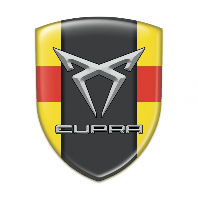 Seat Cupra Domed Emblem Yellow with Red Ribbon Pattern 