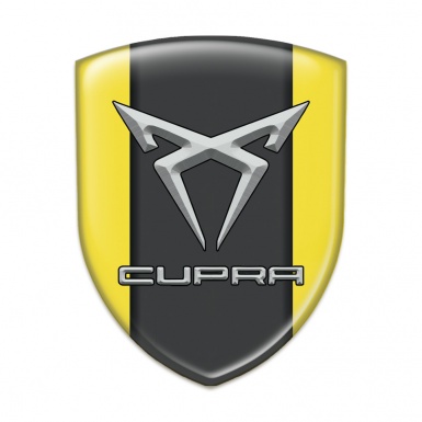 Seat Cupra Domed Emblem Yellow base Gray Logo 