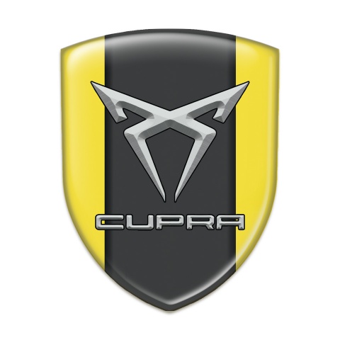 Seat Cupra Domed Emblem Yellow base Gray Logo 