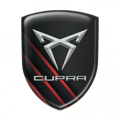 Seat Cupra Resin Sticker dark Base with Red Diagonal Lines design 