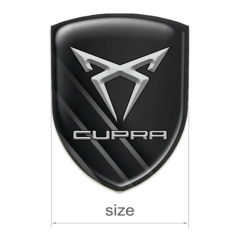 Seat Cupra 3D Gel Emblem Black Base with Diagonal Gray Lines 