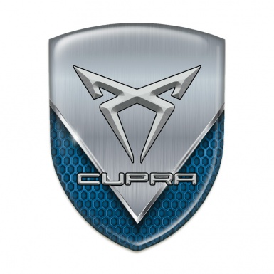 Seat Cupra Tuning Emblem Blue Mesh with Aluminum Sheet Style 
