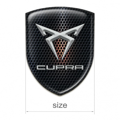 Seat Cupra Silicone Emblem Black Perforated Metal with Orange Shadow 