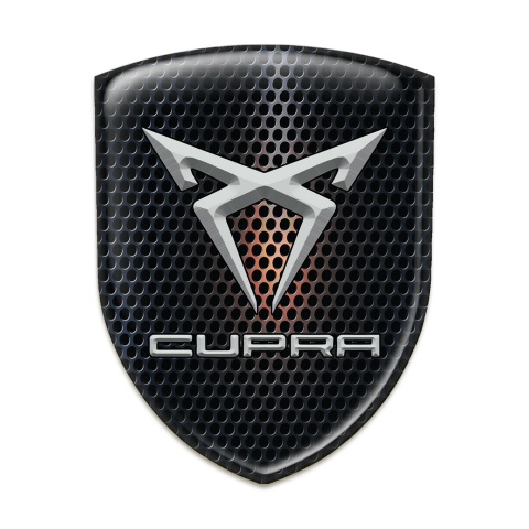 Seat Cupra Silicone Emblem Black Perforated Metal with Orange Shadow 