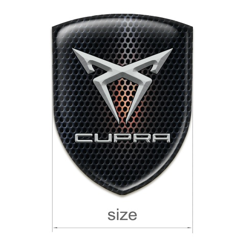 Seat Cupra Silicone Emblem Black Perforated Metal with Orange Shadow 
