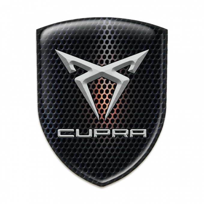 Seat Cupra Silicone Emblem Black Perforated Metal with Orange Shadow 