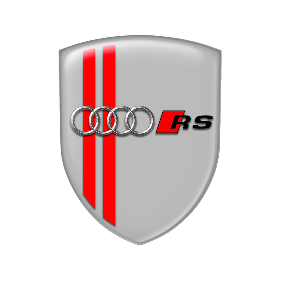 Audi RS Shield Silicone Sticker Grey Red Line, Domed Emblems, Stickers