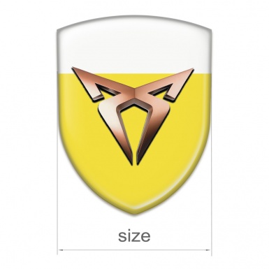 Seat Cupra 3D Gel Emblem Yellow White Base with Classic Logo 