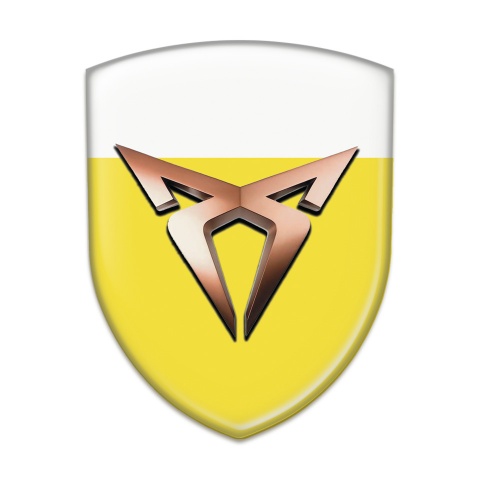 Seat Cupra 3D Gel Emblem Yellow White Base with Classic Logo 