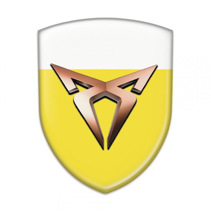 Seat Cupra 3D Gel Emblem Yellow White Base with Classic Logo 