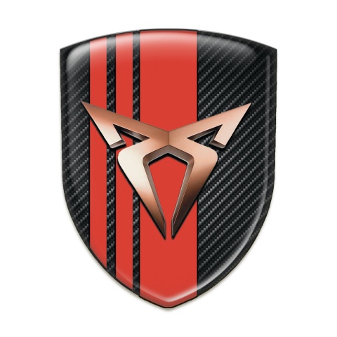 Seat Cupra Domed Emblem Black Carbon with Red Tapes Decoration 