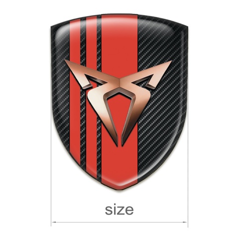 Seat Cupra Domed Emblem Black Carbon with Red Tapes Decoration 